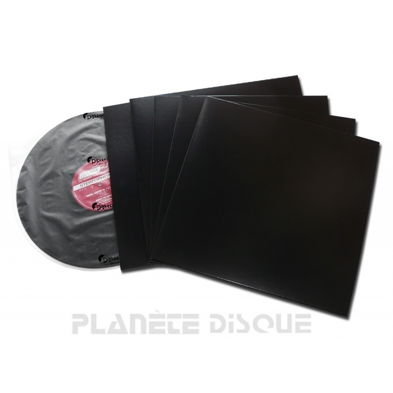 PG Plastique Lot de 200 pochettes carton noir 33T - Pochettes vinyle
