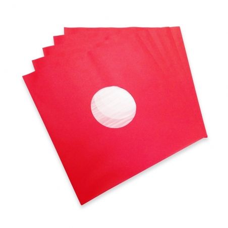 100 Deluxe LP binnen hoezen met kunststof voering rood