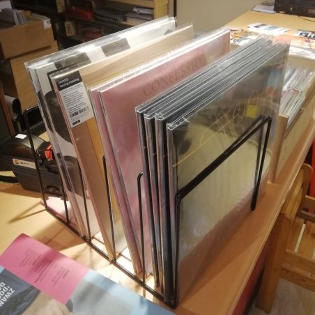 Porte disques vinyles support en métal noir