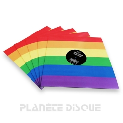 10 Pochettes carton avec trou 33T arc-en-ciel