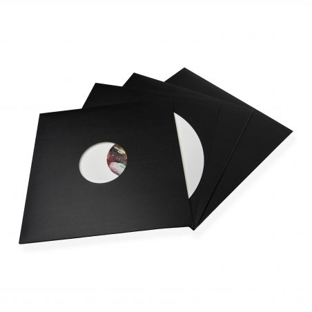 25 LP platenhoezen zwart ruw karton met venster