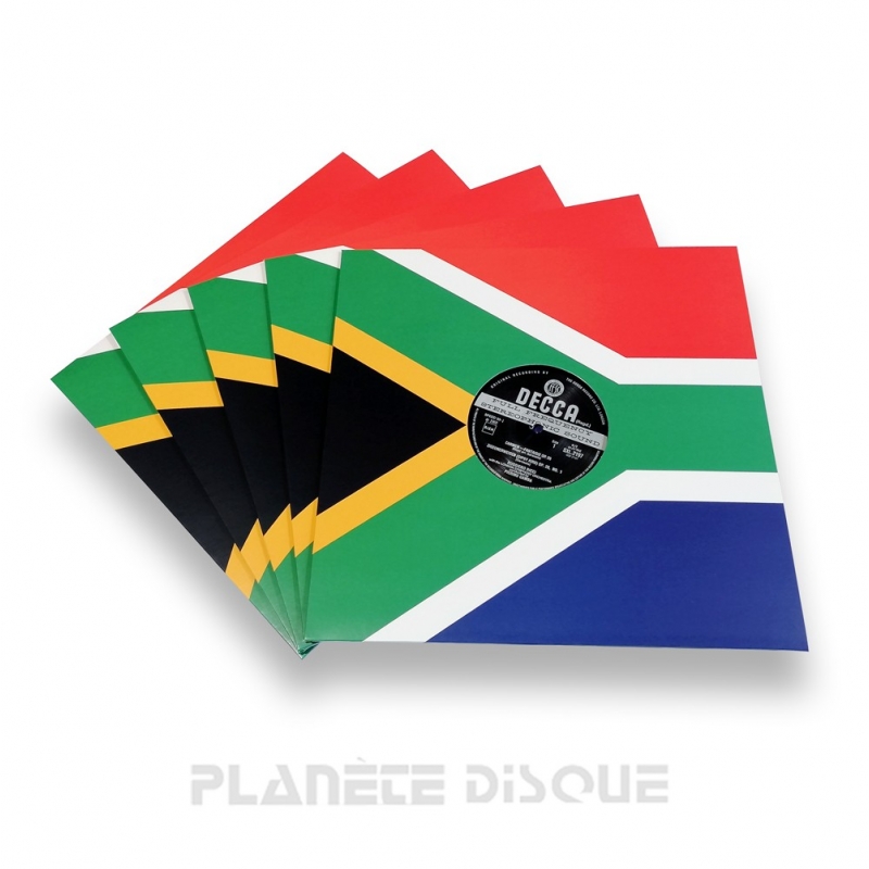 3 Pochettes carton avec trou 33T motif drapeau Afrique du Sud