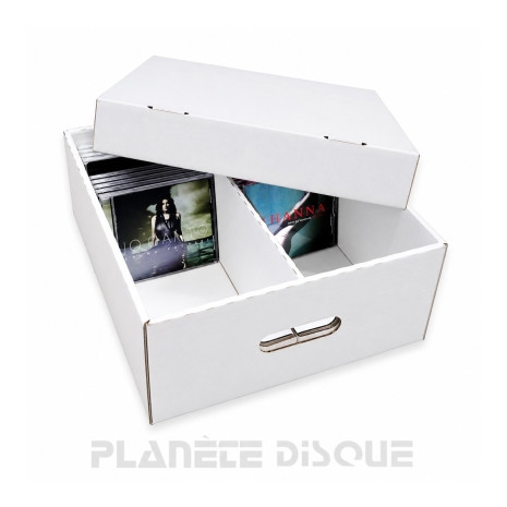 Cardboard white storage box for CD (with lid) for IKEA Kallax