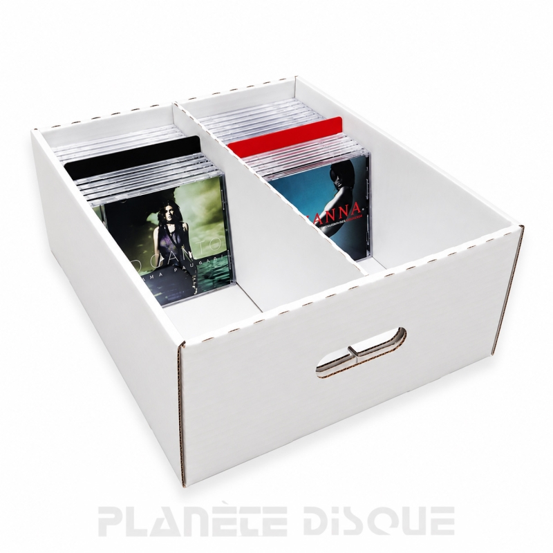 Cardboard white storage box for CD (with lid) for IKEA Kallax