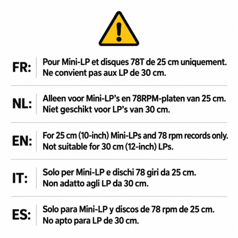 25 fundas de protección de PVC de 180 micras con solapa para vinilos 25 cm/10 pulgadas